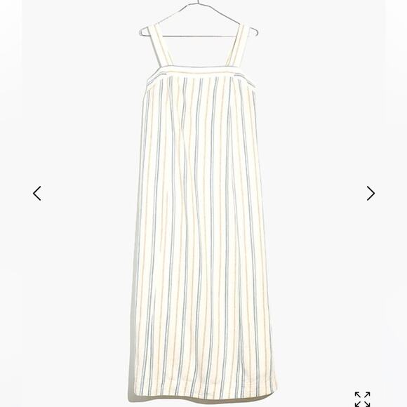 NWT Madewell Linen Cotton Princess-Seamed Midi Dress in Desert Dune Stripe - Picture 5 of 15